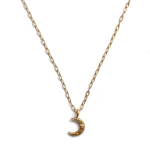 Gold Crescent Moon Necklace-Necklaces-Luana Coonen-Pistachios