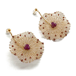 Gold Crochet Burst Earrings-Earrings-Sowon Joo-Pistachios
