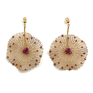 Gold Crochet Burst Earrings-Earrings-Sowon Joo-Pistachios