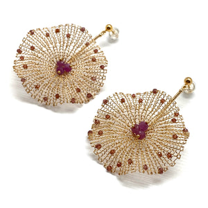 Gold Crochet Burst Earrings-Earrings-Sowon Joo-Pistachios