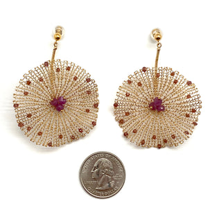 Gold Crochet Burst Earrings-Earrings-Sowon Joo-Pistachios