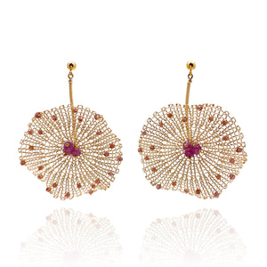 Gold Crochet Burst Earrings-Earrings-Sowon Joo-Pistachios