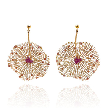 Gold Crochet Burst Earrings