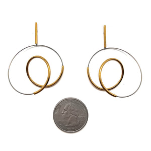 Gold Curlicue Drop Earrings Small