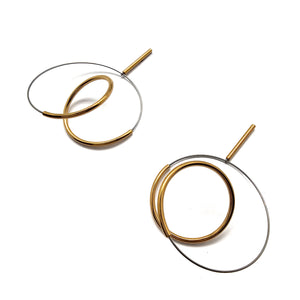 Gold Curlicue Drop Earrings Small
