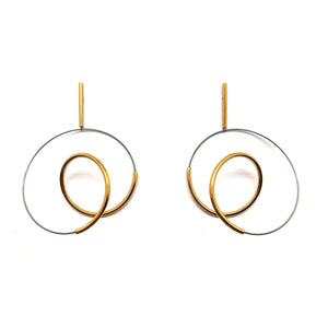 Gold Curlicue Drop Earrings Small