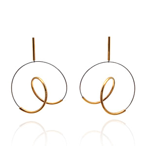 Gold Curlicue Drop Earrings Small
