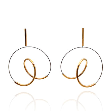Gold Curlicue Drop Earrings Small