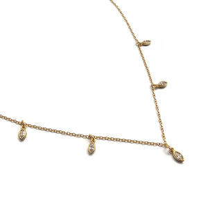 Gold Dangling Marquise Necklace-Necklaces-Tiago Barbosa-Pistachios