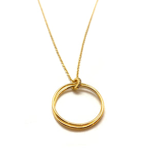 Gold Double Circle Pendant-Necklaces-Manuela Carl-Pistachios
