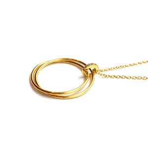 Gold Double Circle Pendant-Necklaces-Manuela Carl-Pistachios