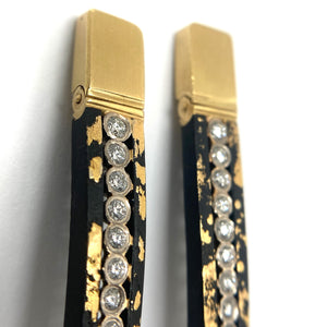 Gold Dust and Diamond Hinge Earrings-Earrings-Pat Flynn-Pistachios