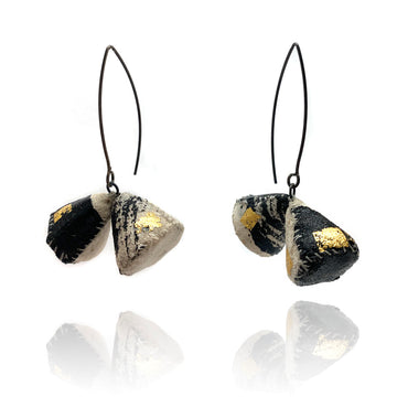 Gold Fabric Cone Earrings