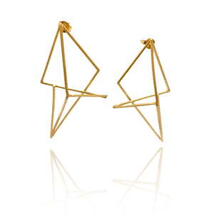 Gold Geometric Statement Earrings-Earrings-Veronika Majewska-Pistachios