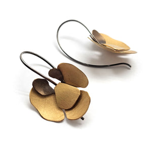 Gold Hanging Orchid Earrings-Earrings-Anna Krol-Pistachios