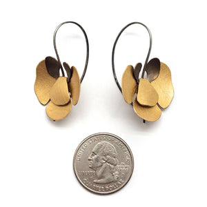 Gold Hanging Orchid Earrings-Earrings-Anna Krol-Pistachios