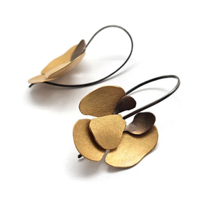Gold Hanging Orchid Earrings-Earrings-Anna Krol-Pistachios