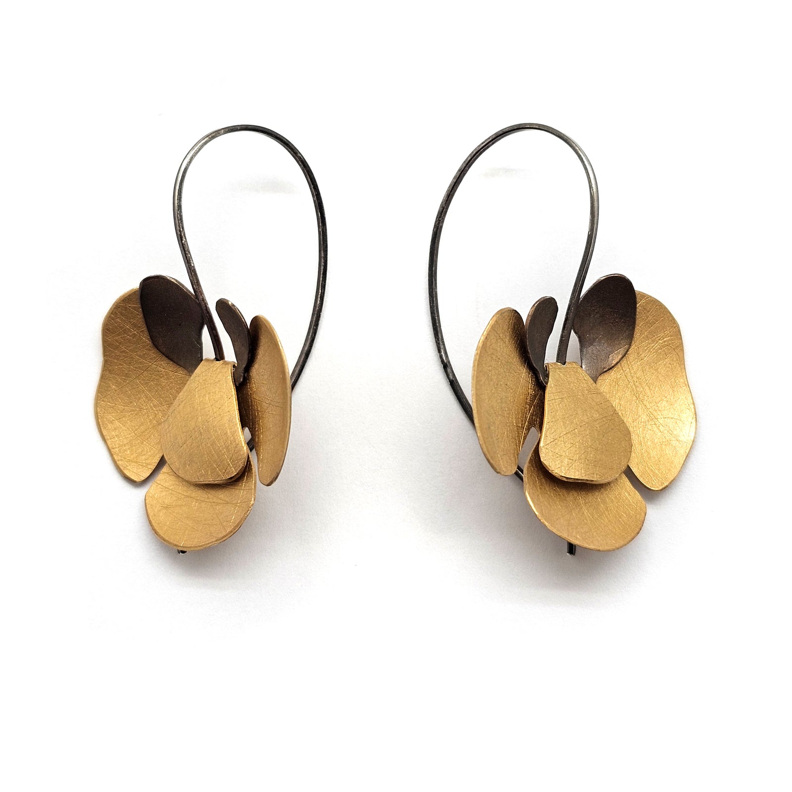 Gold Hanging Orchid Earrings-Earrings-Anna Krol-Pistachios