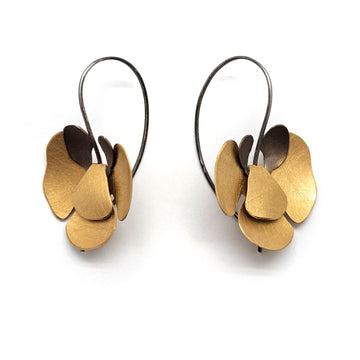 Gold Hanging Orchid Earrings