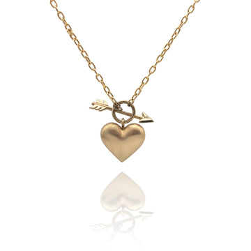 Gold Heart and Arrow Toggle Pendant