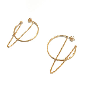 Gold Hoop and Chain Earrings - Large-Earrings-Fritz Heiring-Pistachios
