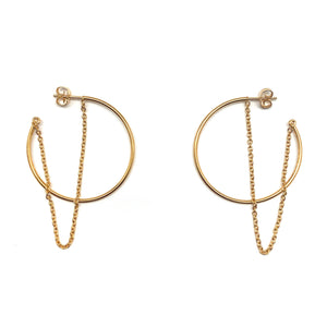 Gold Hoop and Chain Earrings - Large-Earrings-Fritz Heiring-Pistachios
