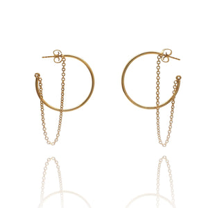 Gold Hoop and Chain Earrings - Large-Earrings-Fritz Heiring-Pistachios