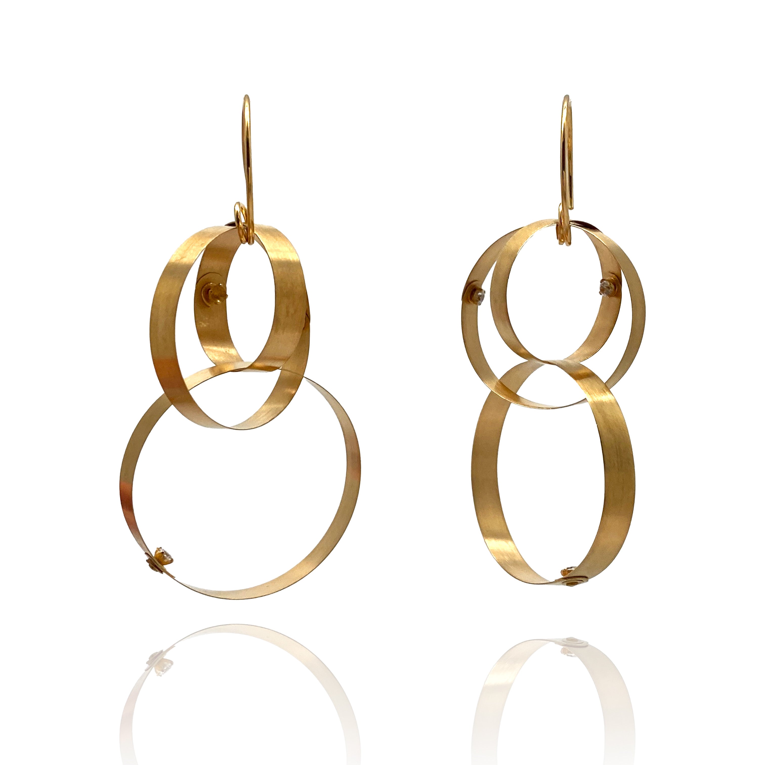 Gold Interlocking Hidden Stone Hoop Drops Earrings Arek Wolski
