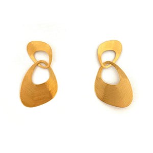 Gold Interlocking Triangular Earrings - Large-Earrings-Heather Guidero-Pistachios