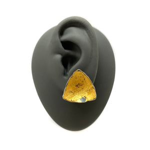 Gold Leaf Triangle Studs-Earrings-So Young Park-Pistachios