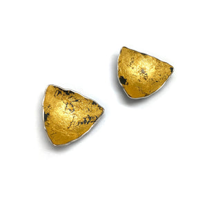 Gold Leaf Triangle Studs-Earrings-So Young Park-Pistachios