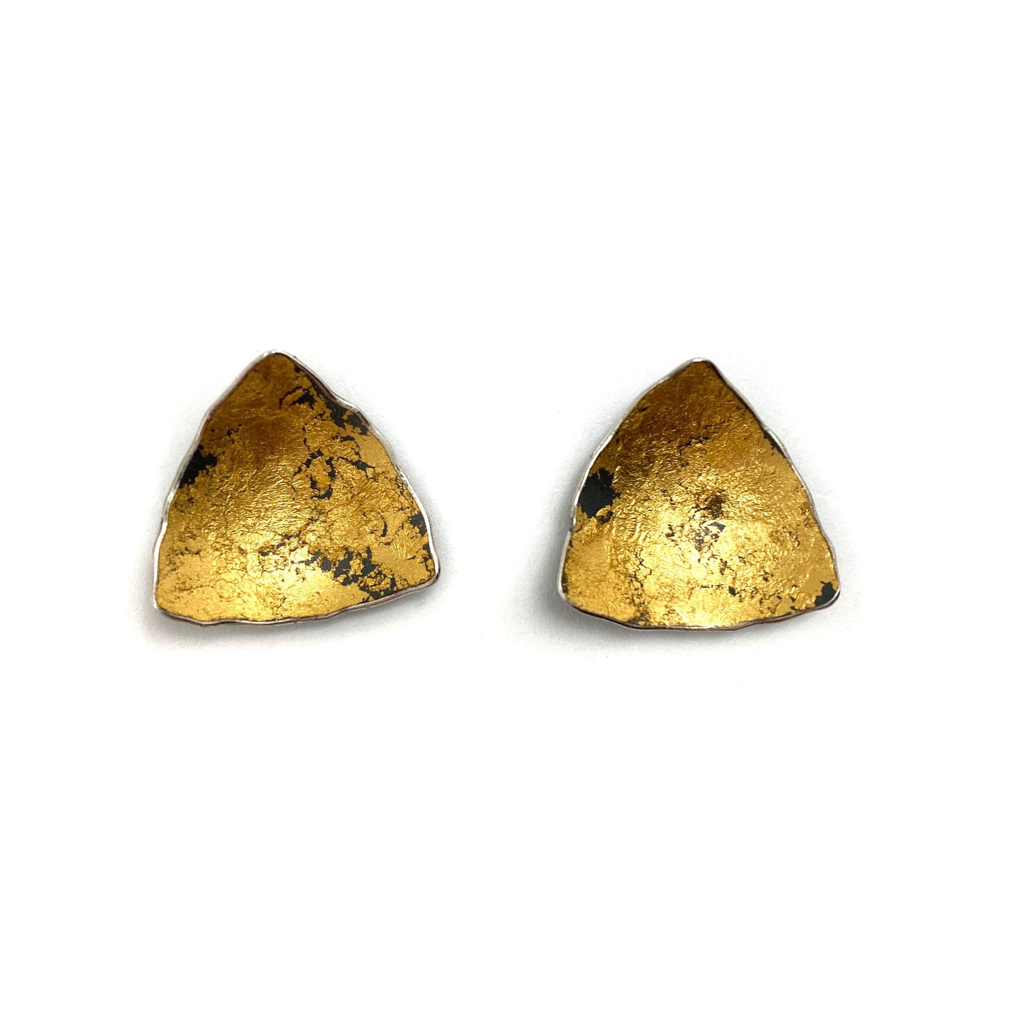 Gold Leaf Triangle Studs-Earrings-So Young Park-Pistachios