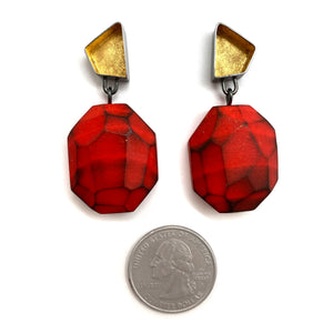 Gold Leaf and Orange Wood Earrings-Earrings-Cristina Zani-Pistachios