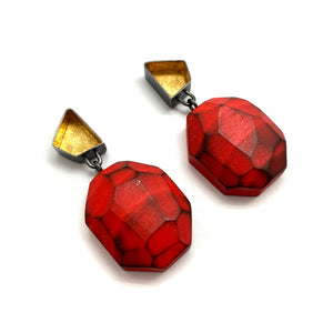 Gold Leaf and Orange Wood Earrings-Earrings-Cristina Zani-Pistachios