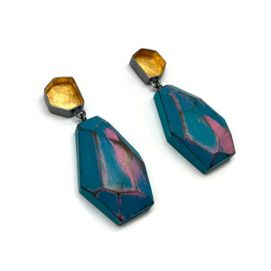 Gold Leaf and Wood Earrings-Earrings-Cristina Zani-Pistachios