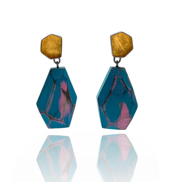 Gold Leaf and Wood Earrings