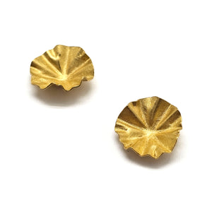 Gold Lotus Leaf Earrings-Earrings-Petra Class-Pistachios