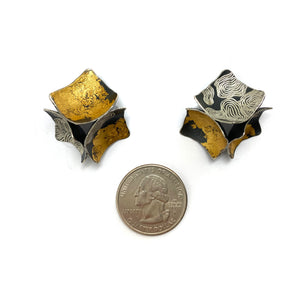 Gold Mixed Square Studs-Earrings-So Young Park-Pistachios