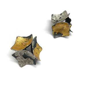 Gold Mixed Square Studs-Earrings-So Young Park-Pistachios