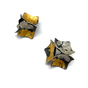 Gold Mixed Square Studs-Earrings-So Young Park-Pistachios