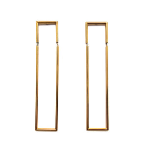 Gold Rectangle Hinge Earrings