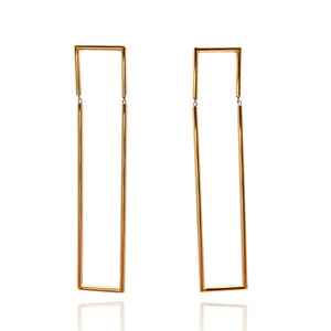 Gold Rectangle Hinge Earrings