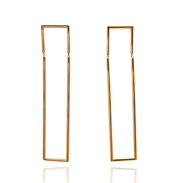 Gold Rectangle Hinge Earrings