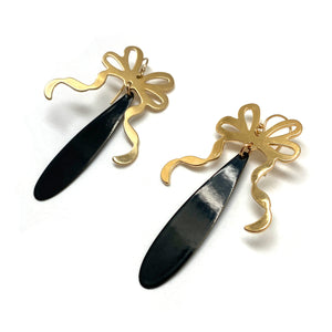Gold Ribbon Drop Earrings-Earrings-Ashley Buchanan-Pistachios