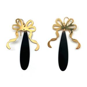 Gold Ribbon Drop Earrings-Earrings-Ashley Buchanan-Pistachios