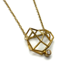 Gold Rock Structure Necklace-Necklaces-Liaung-Chung Yen-Pistachios