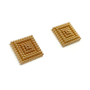 Gold Square Earrings-Earrings-Ryungjae Jung-Pistachios
