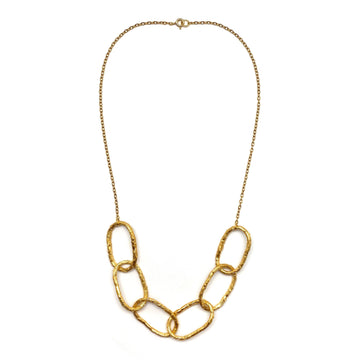 Gold Textured Chain Necklace