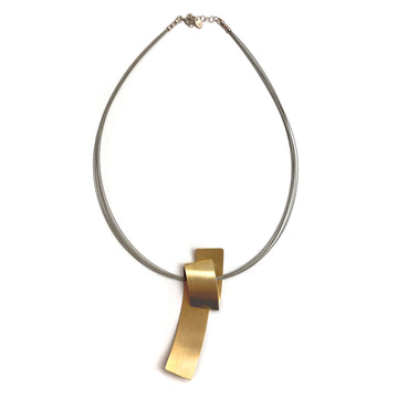 Gold Twist Ellipse Necklace