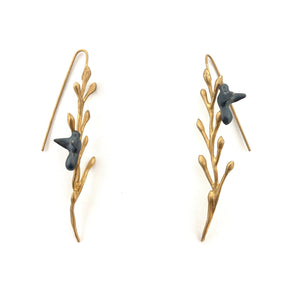 Gold Vermeil Branch & Bird Earrings-Earrings-Lisa Cimino-Pistachios